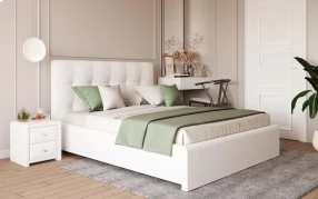 Кровать Монако (латы) Экокожа, 160х200, Nice White, Nice White